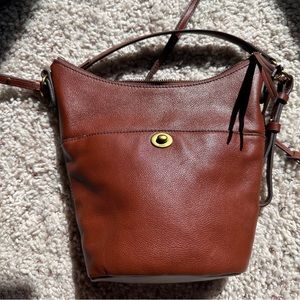 Fossil Talulla Small Hobo Leather Bag Handbag Brady Brown Gold Purse/Excellent